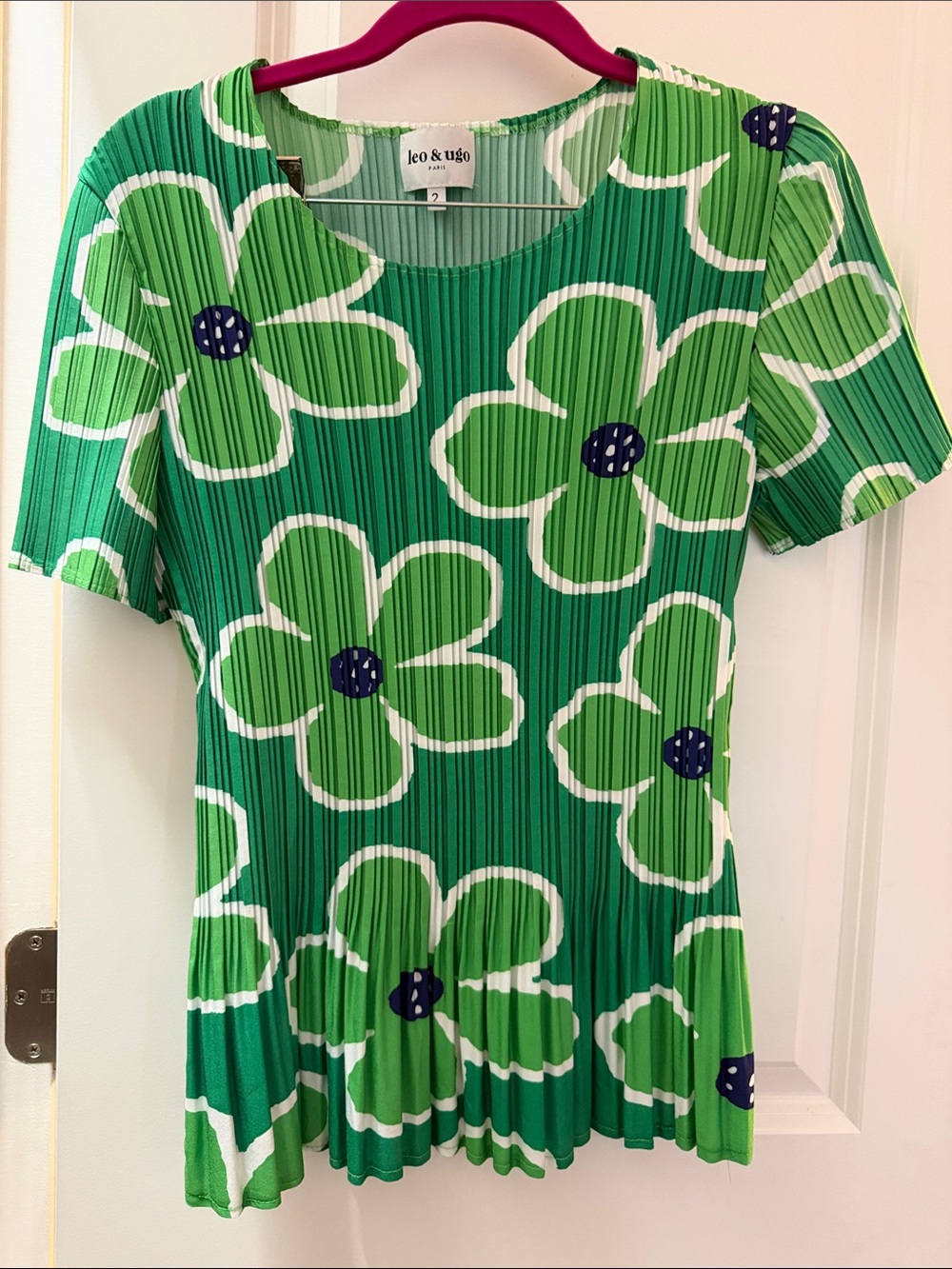 Leo & Ugo Green Floral Pleated Tee